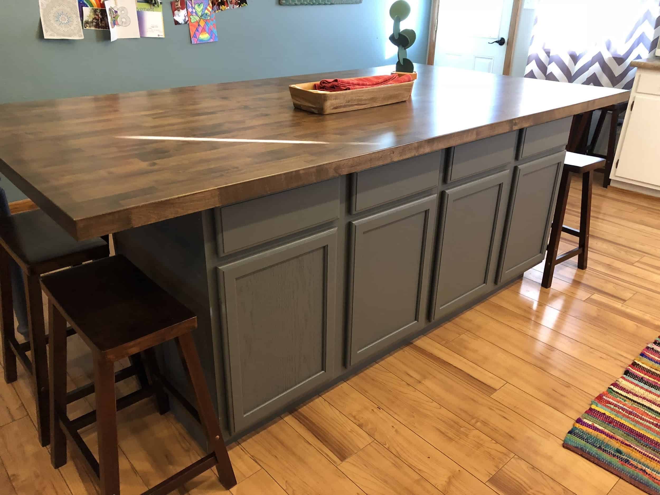 A Kitchen Island Made From Stock Cabinets 