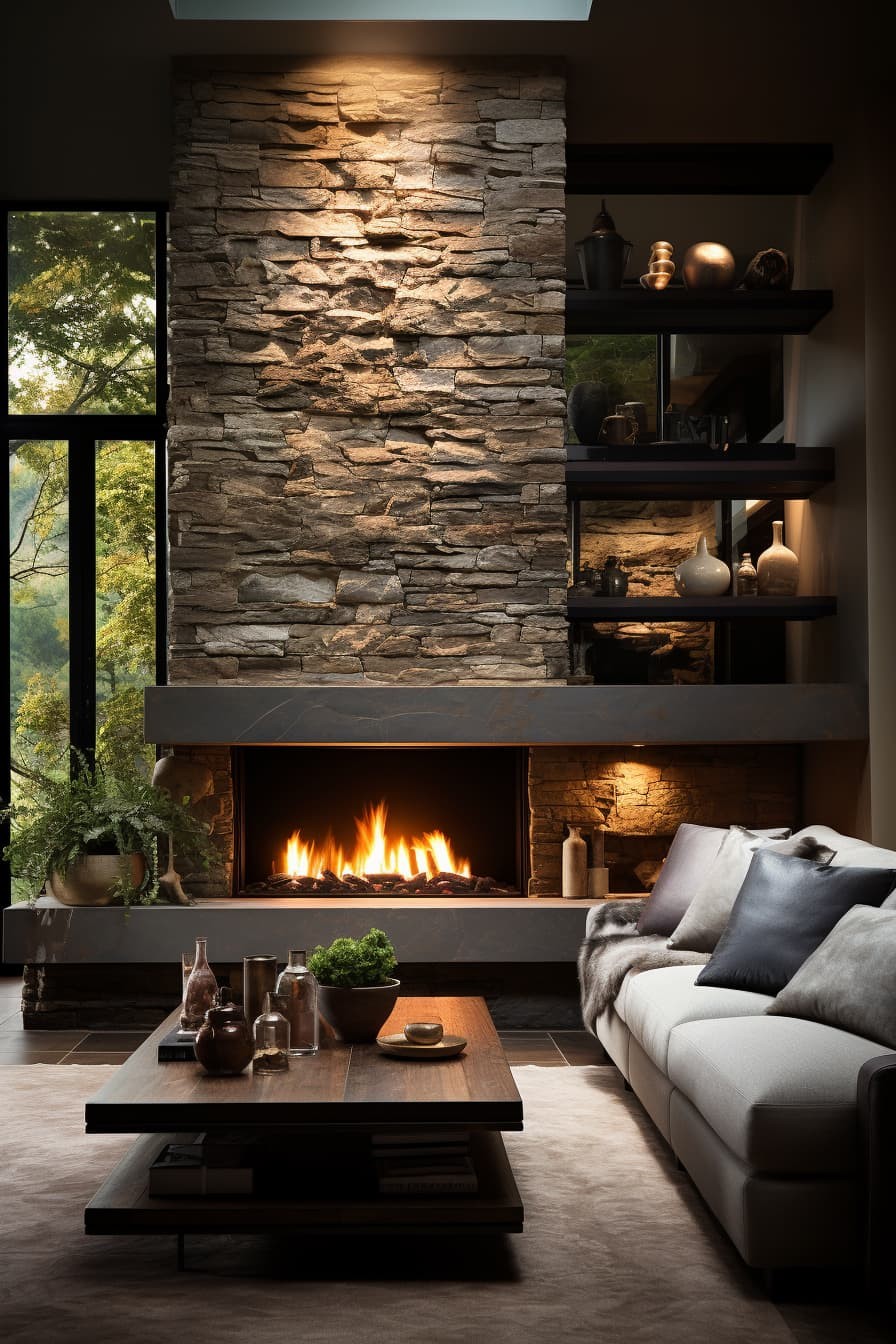 Stone Fireplace Installation