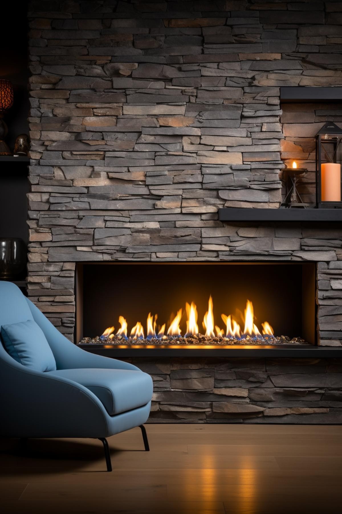 Sleek and Contemporary Stone Fireplace