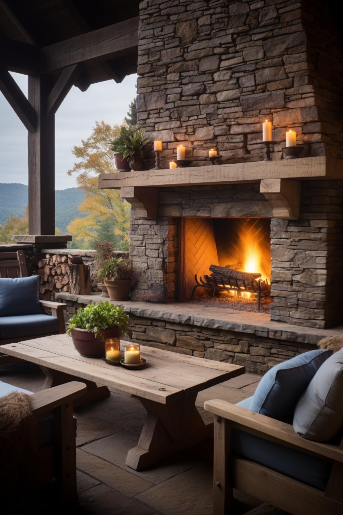 Outdoor Mountain Fireplace