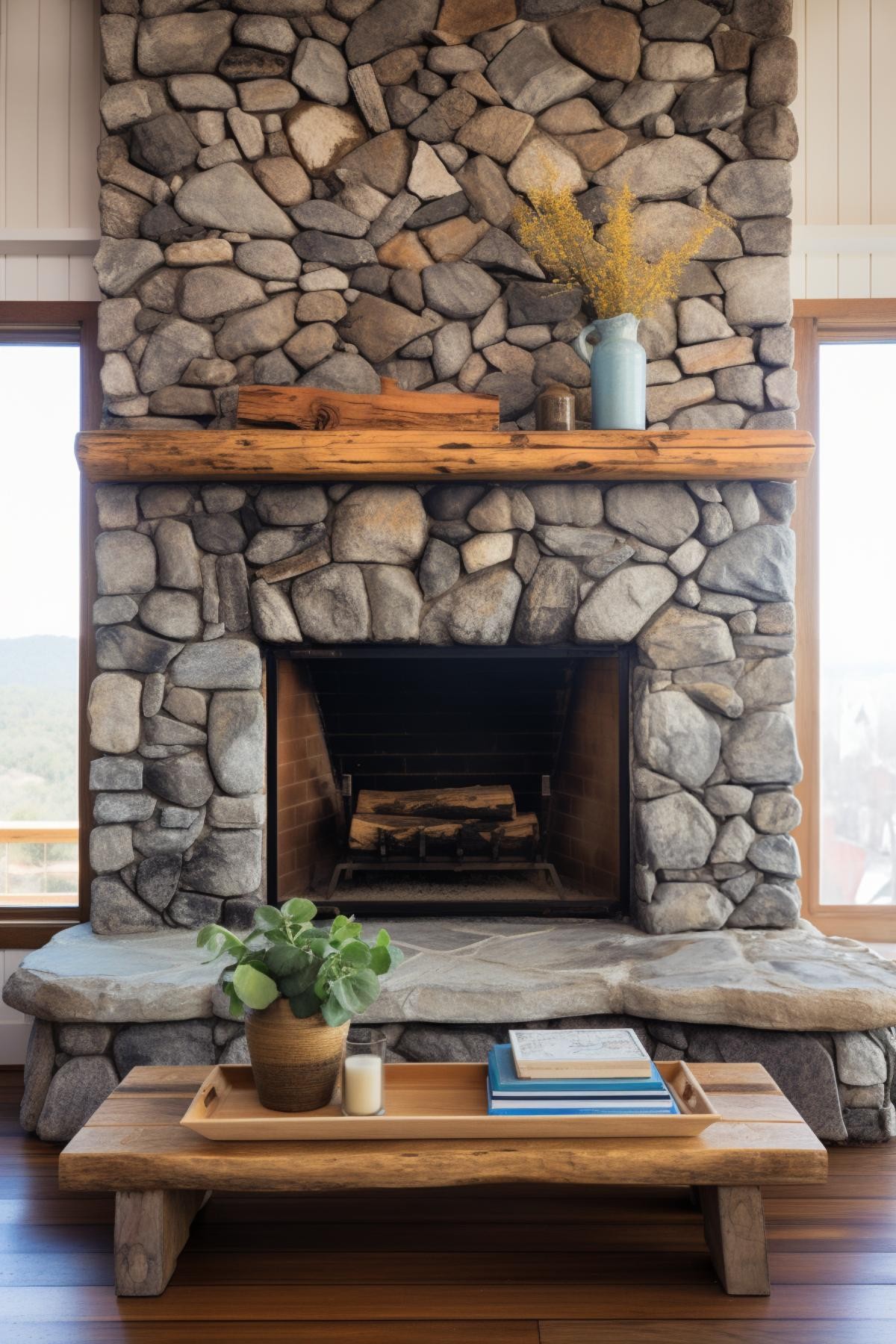3D Cobblestone Fireplace