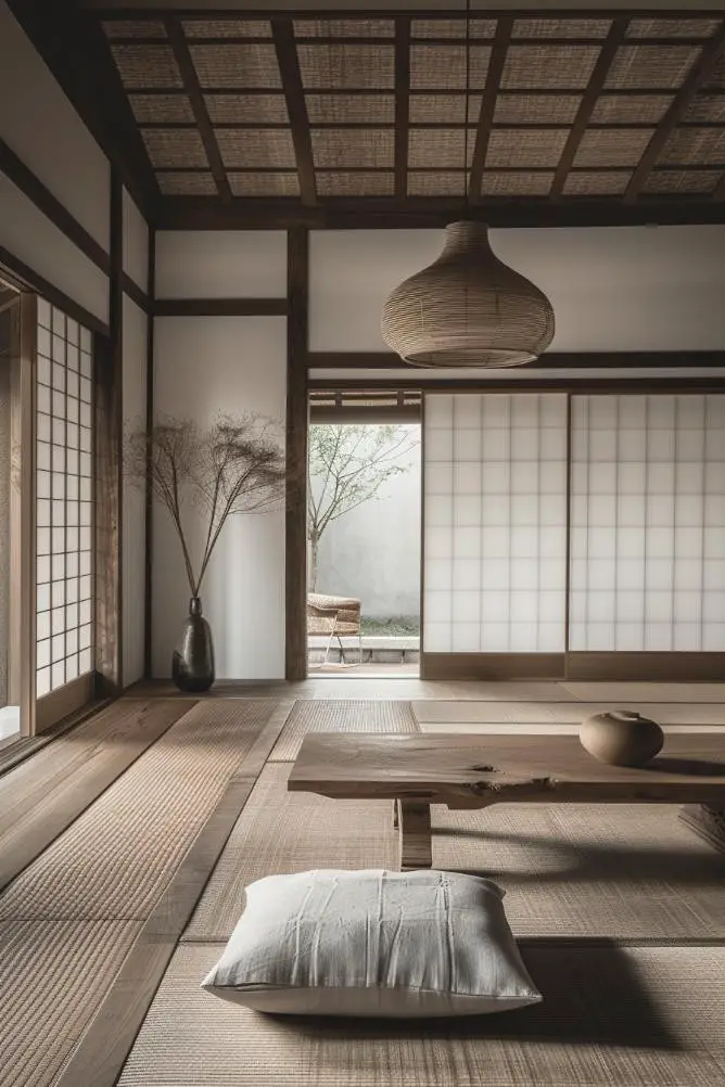 Japanese Wabi-Sabi Aesthetic With Muted Tones and Organic Textures