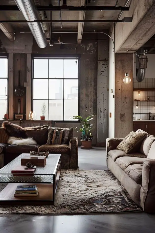 Industrial Chic With Concrete Floors and Edison Bulb Lighting