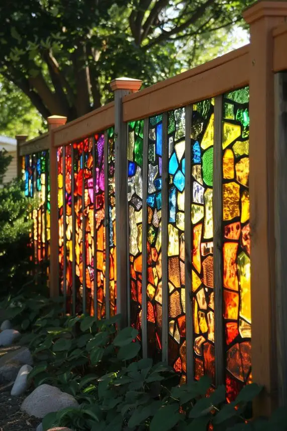 Kaleidoscope Canvas Stained-Glass Privacy Fence