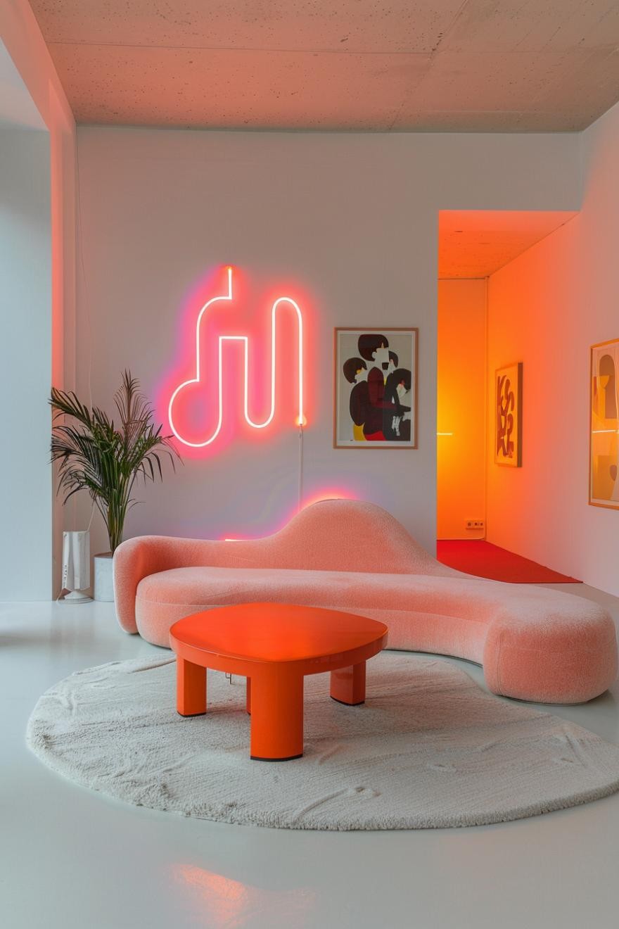 Retro 80s Revival With Neon Accents and Memphis Design Influence