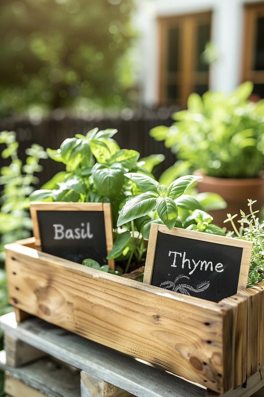 Windowsill Herb Planter With Chalkboard Labels