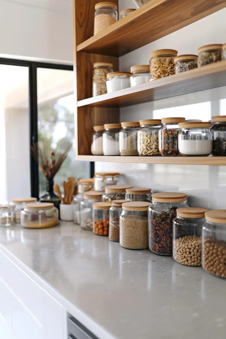 Glass Jar Collection in a Minimalist Kitchen