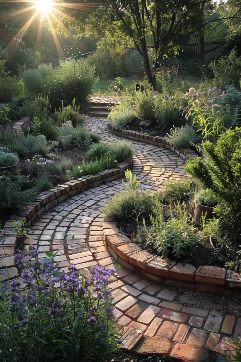 Spiral Herb Garden in a Backyard