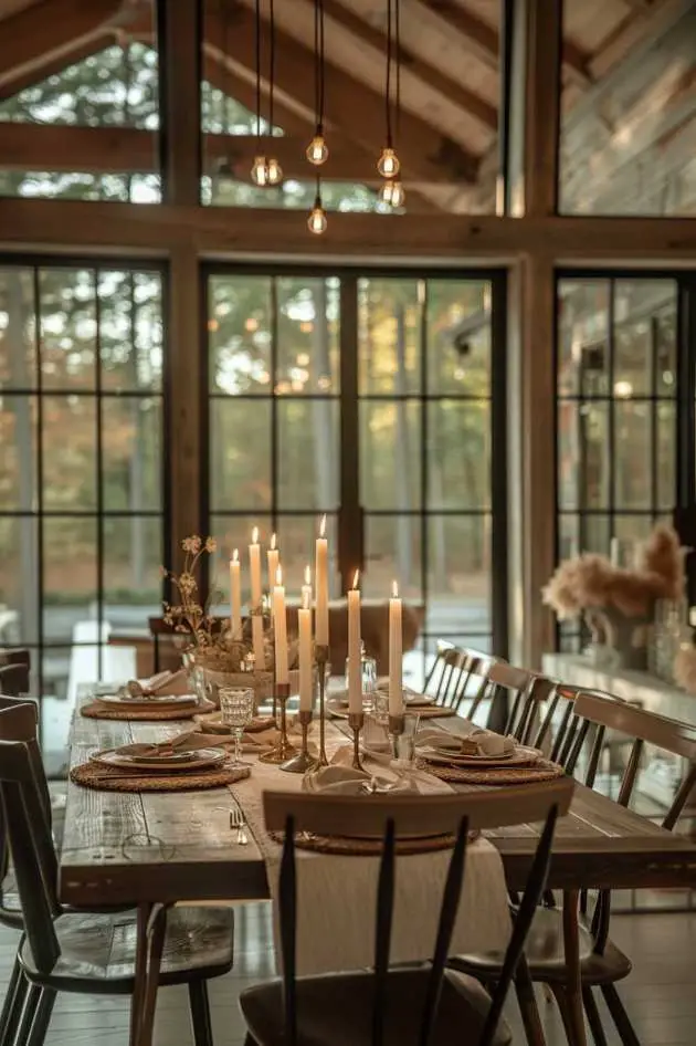 Candlelit Dinners With Tapered Candles in Brass Holders
