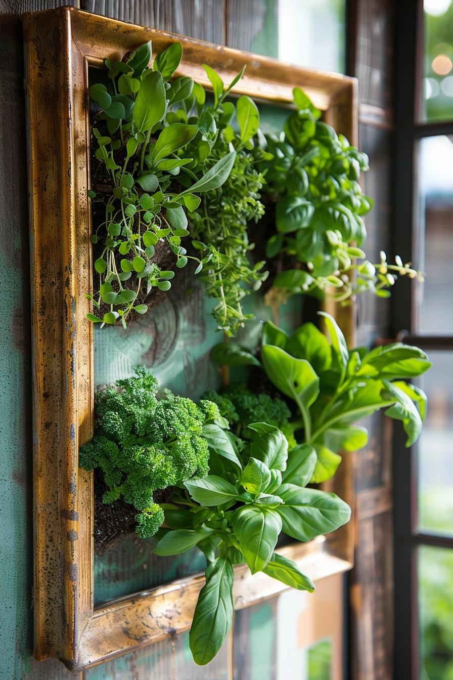 Wall-Mounted Herb Garden Frames as Art