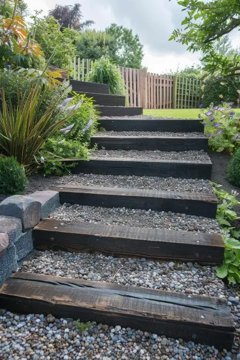 Neat Stone Steps With Gravel