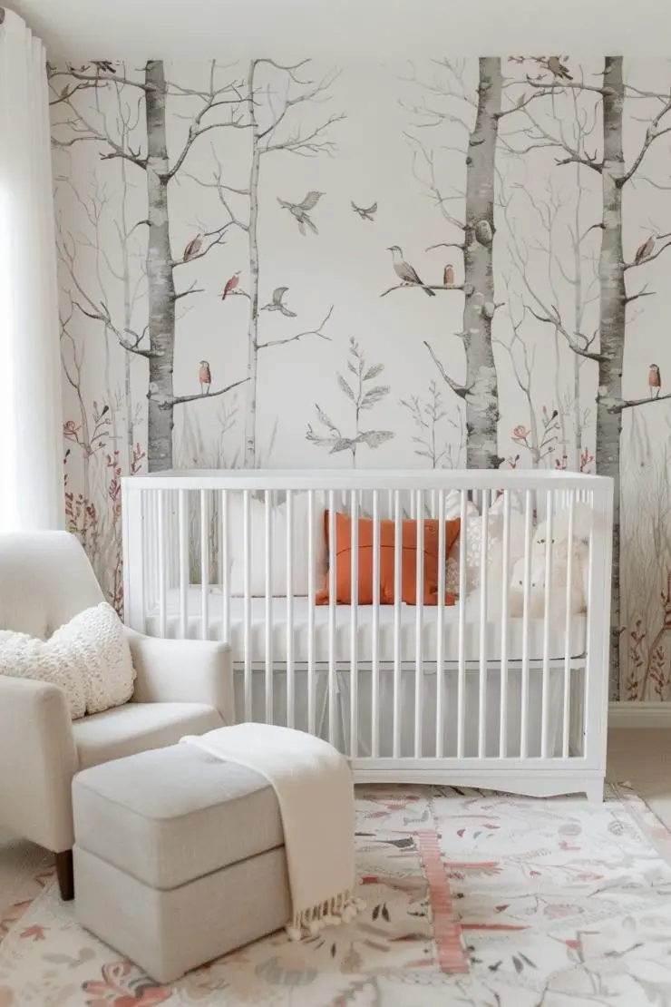 Whimsical Forest Wallpaper in a Nursery