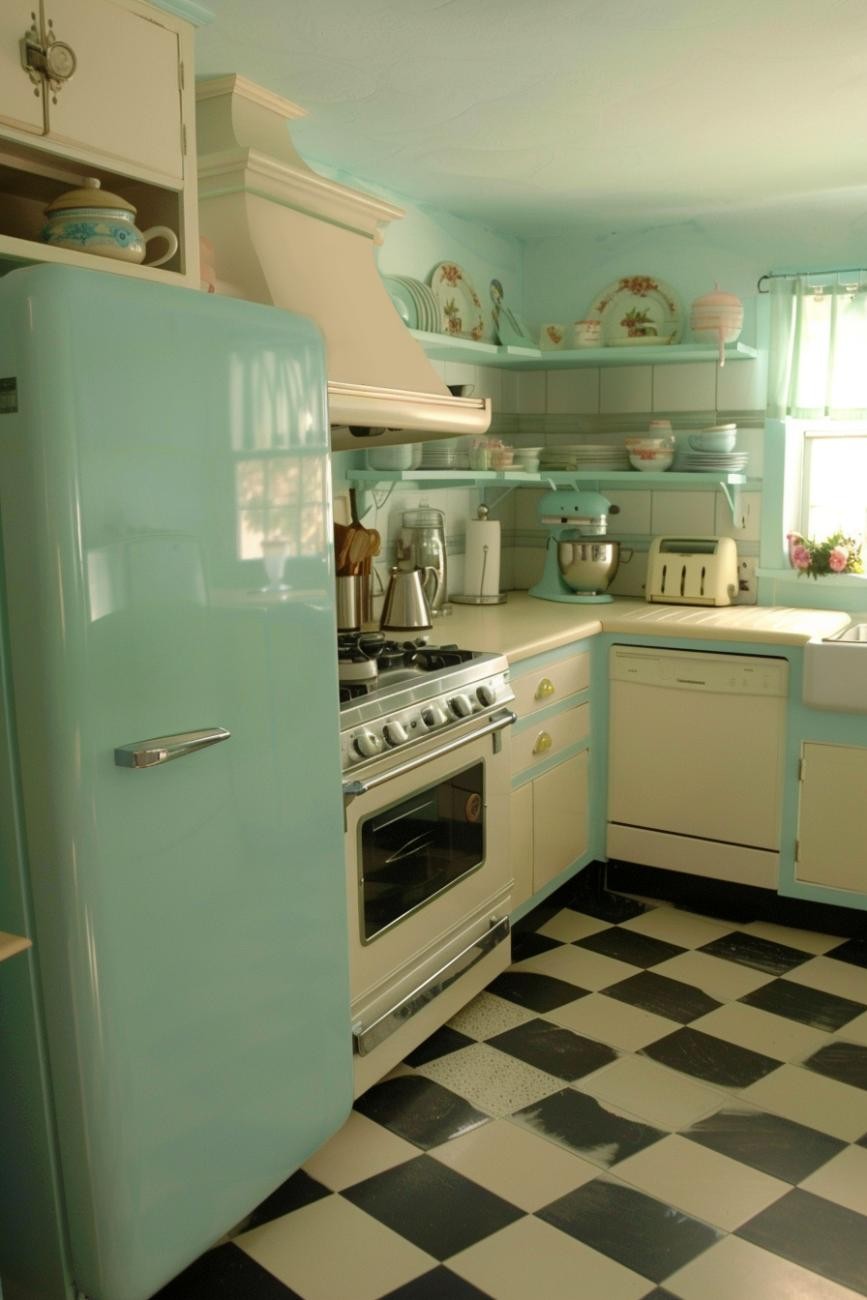 Retro Kitchen Appliances in a Nostalgic Kitchen