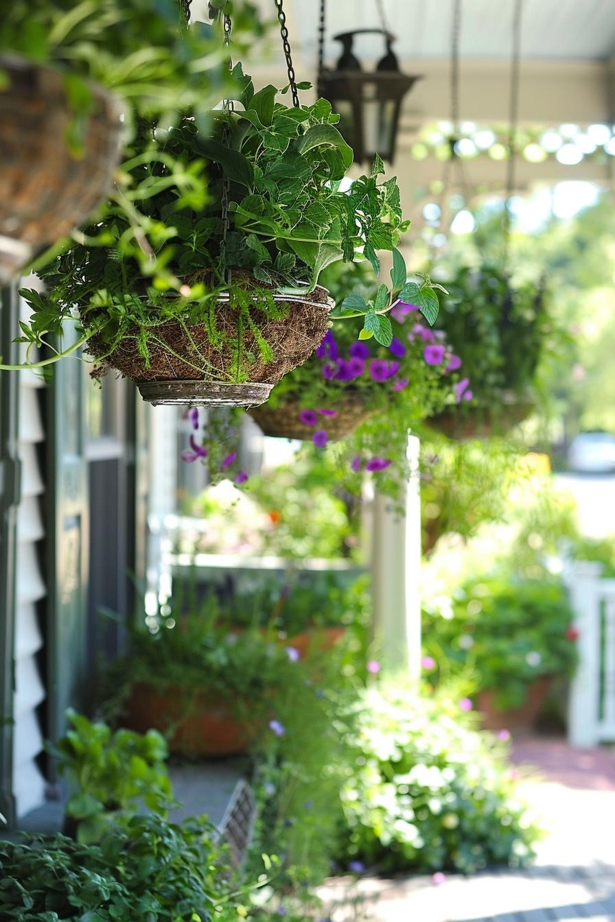 Herb Garden in a Series of Hanging Baskets