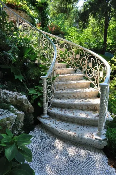 Elegant Curved Staircase With Ornamental Handrails