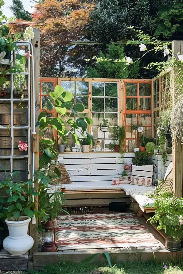 Vintage Window Frame Garden Divider