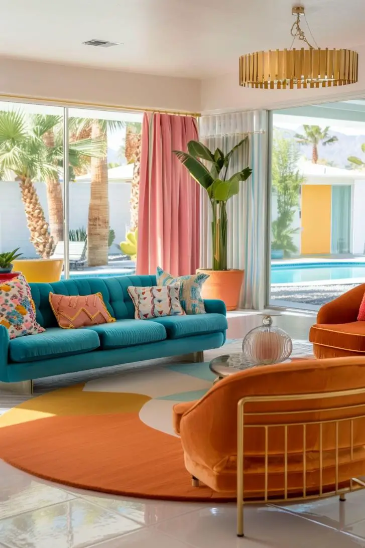 Retro Palm Springs Glam With Bold Colors and Midcentury Furniture