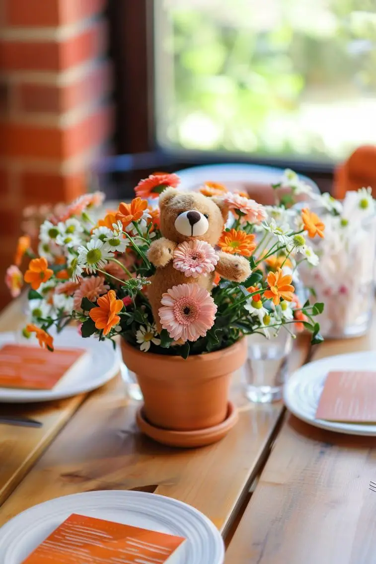Floral Teddy Bear Pots