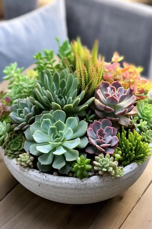 A Bowl of Succulents for Spring