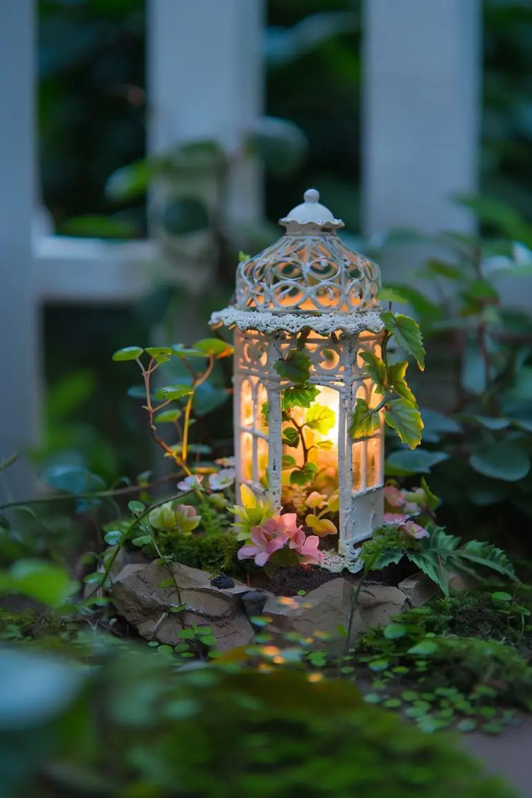 Metal Lantern Fairy Garden