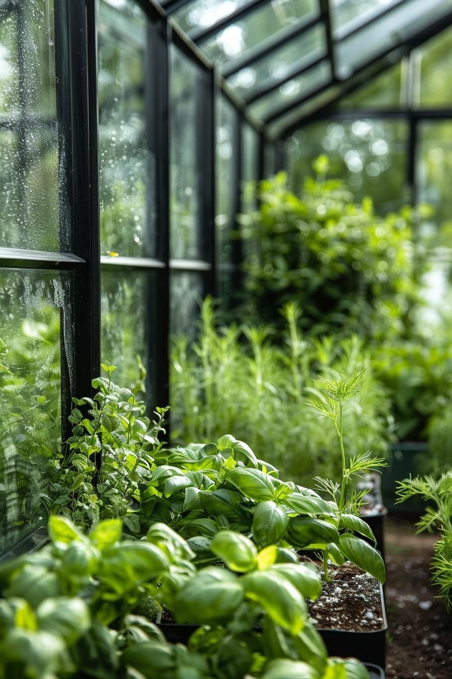 Herb Garden in a Greenhouse for Year-Round Harvest