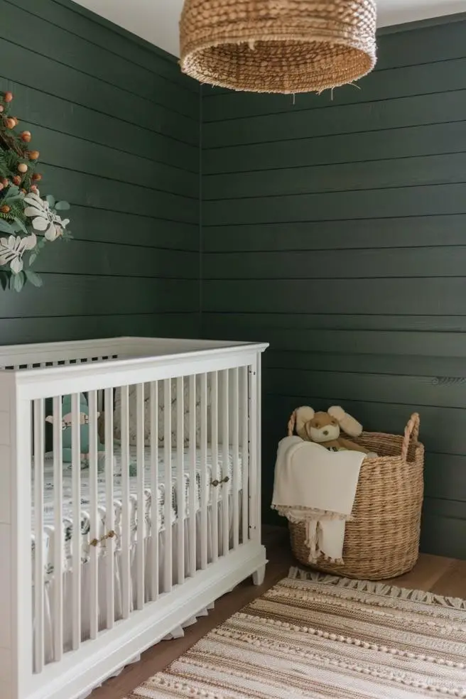 Forest Green Shiplap in a Nature-Themed Nursery