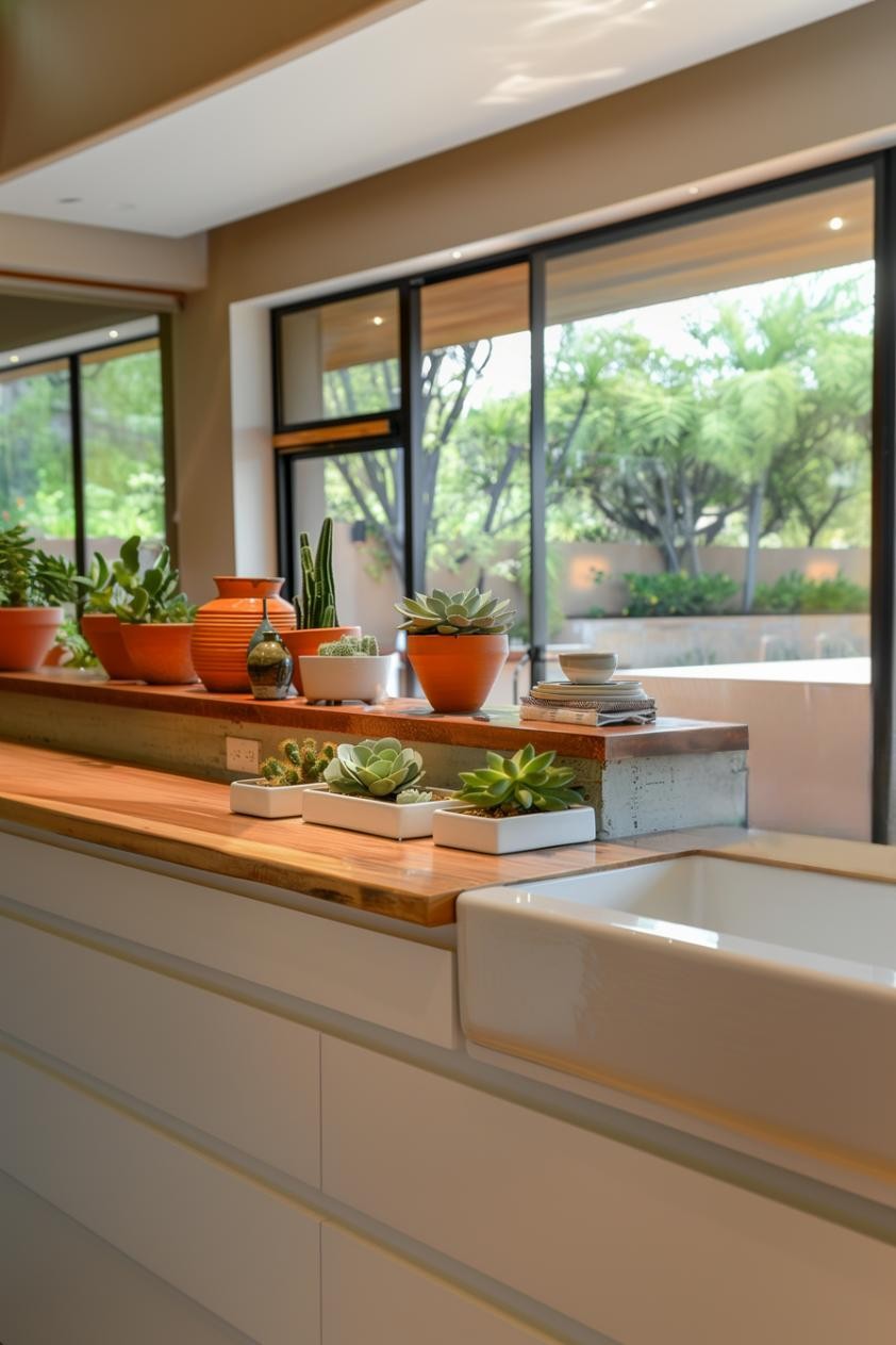 Succulent Garden in a Modern Organic Kitchen