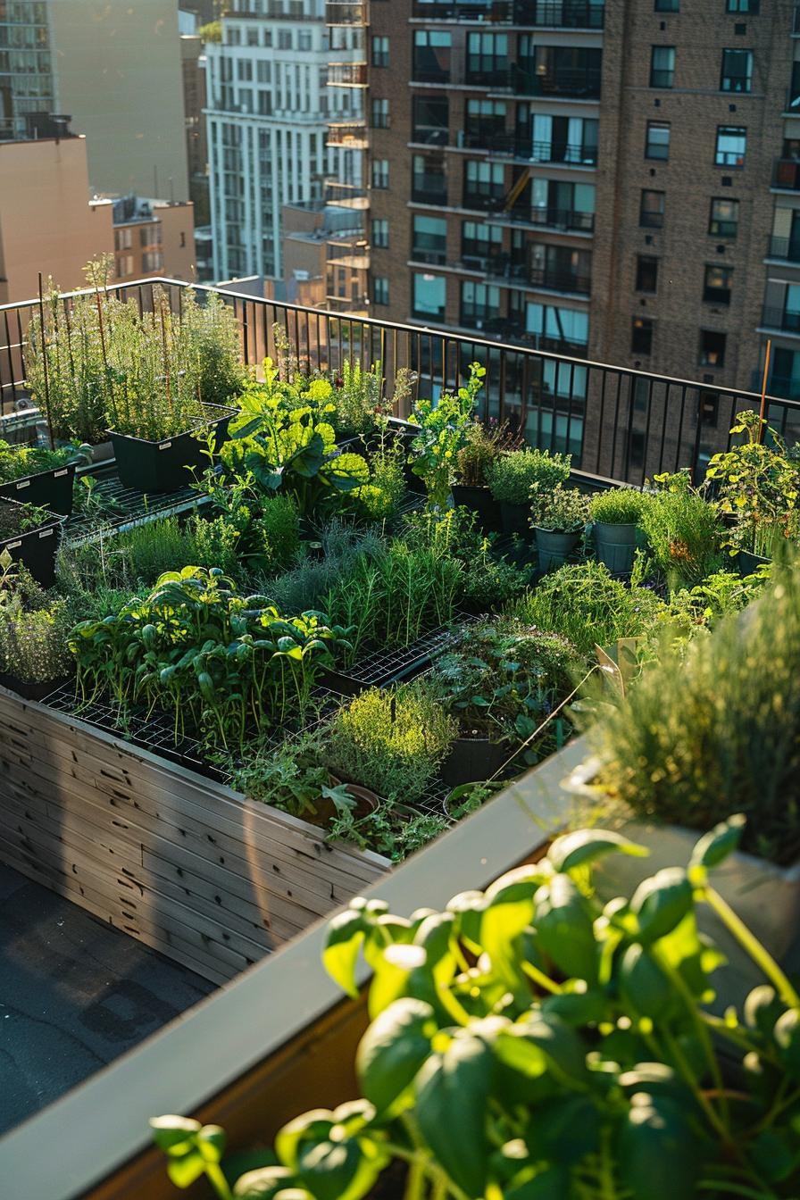 Container Herb Garden on a Rooftop