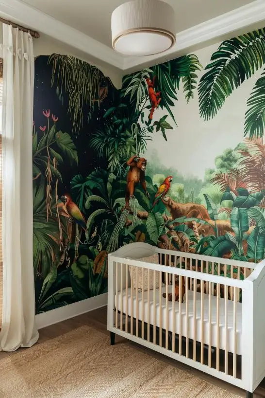 Jungle Canopy Mural in a Nursery