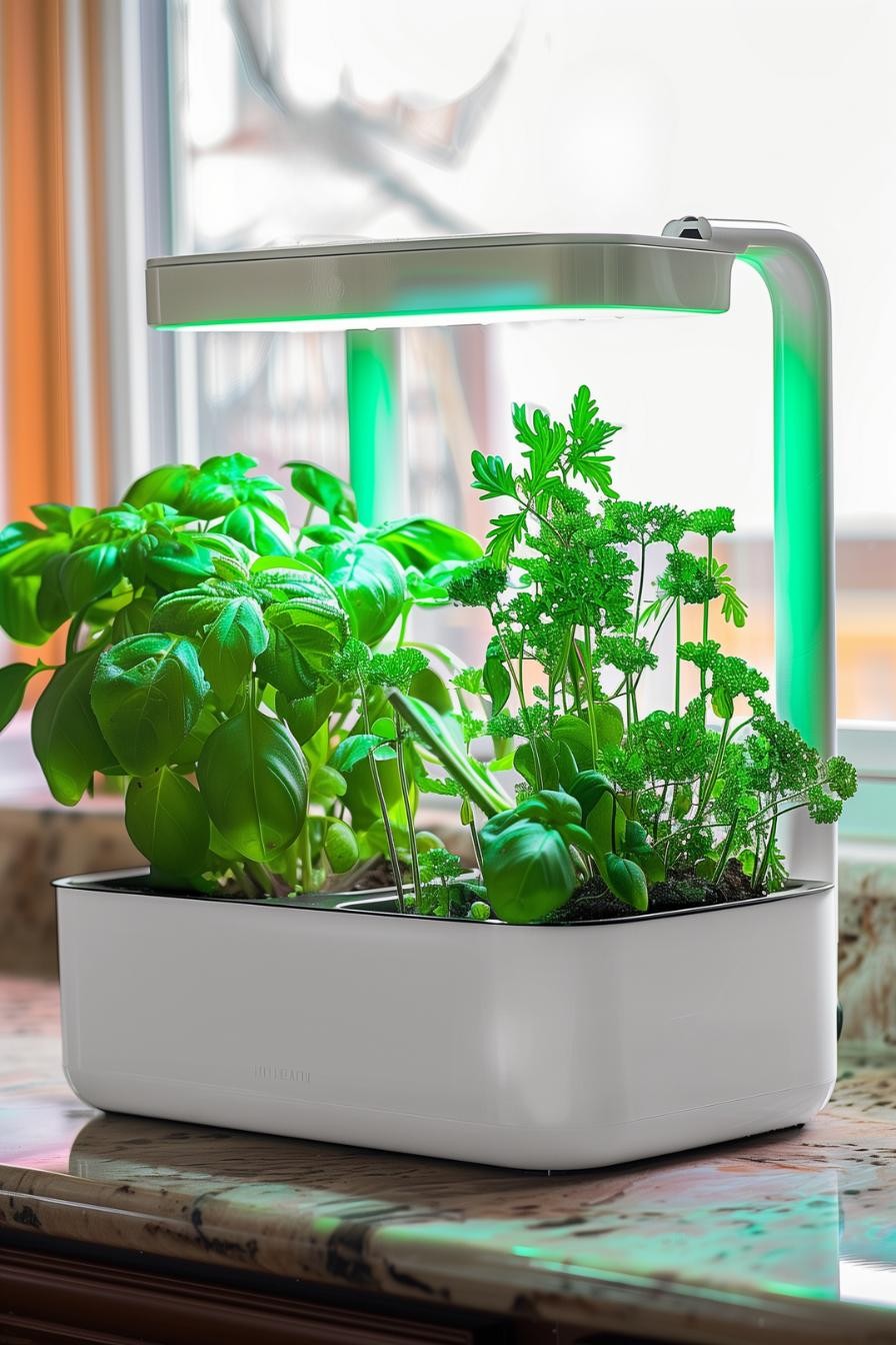 Hydroponic Herb Garden in a Modern Kitchen
