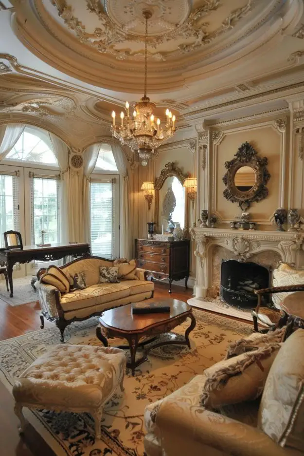 Victorian Splendor With Ornate Molding and Antique Furnishings