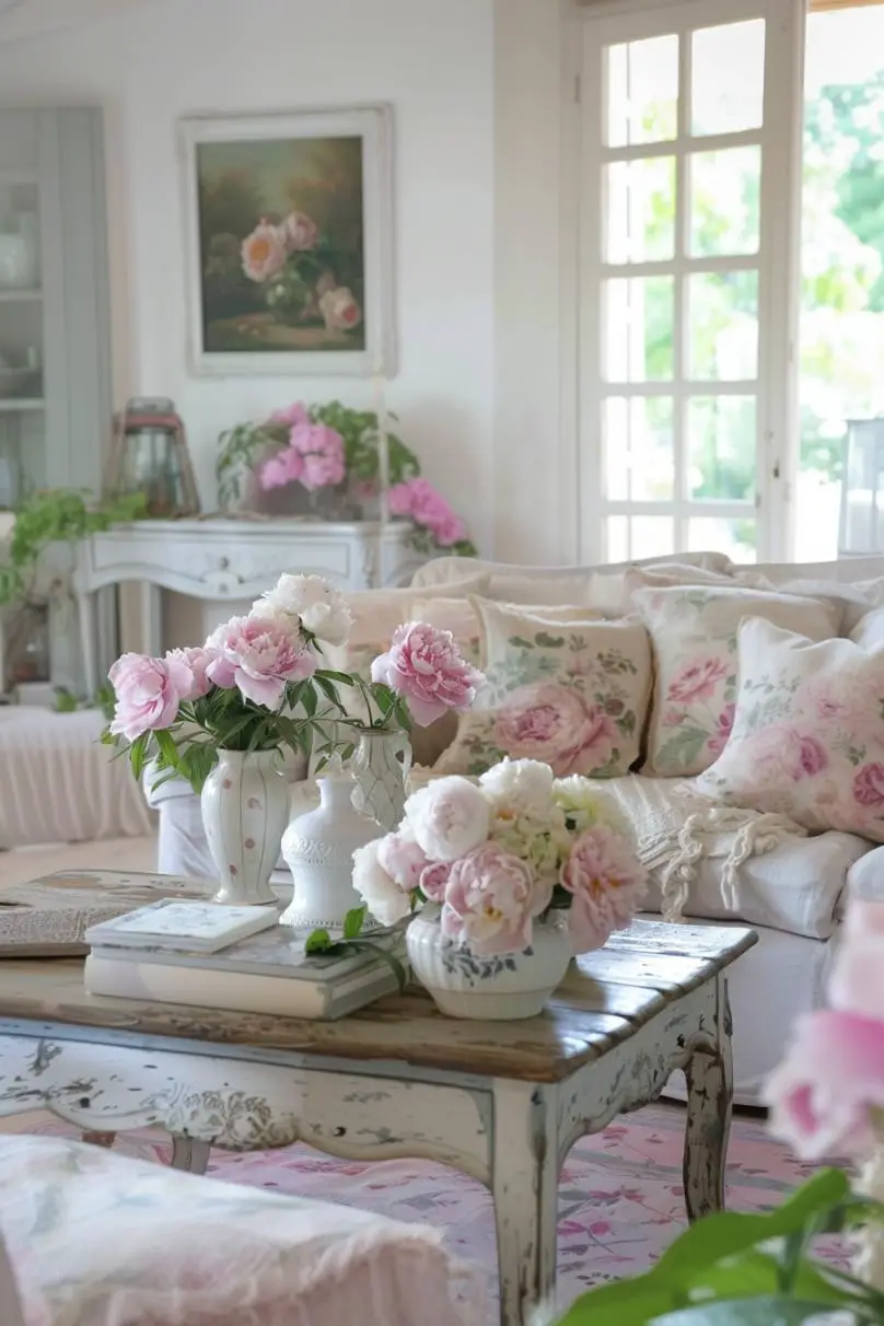 Elegant French Country Charm With Toile Fabrics and Antique Accents