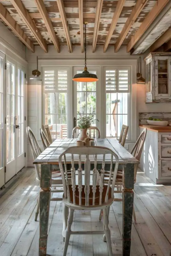 Distressed Paint Finishes in a Cottagecore Dining Room