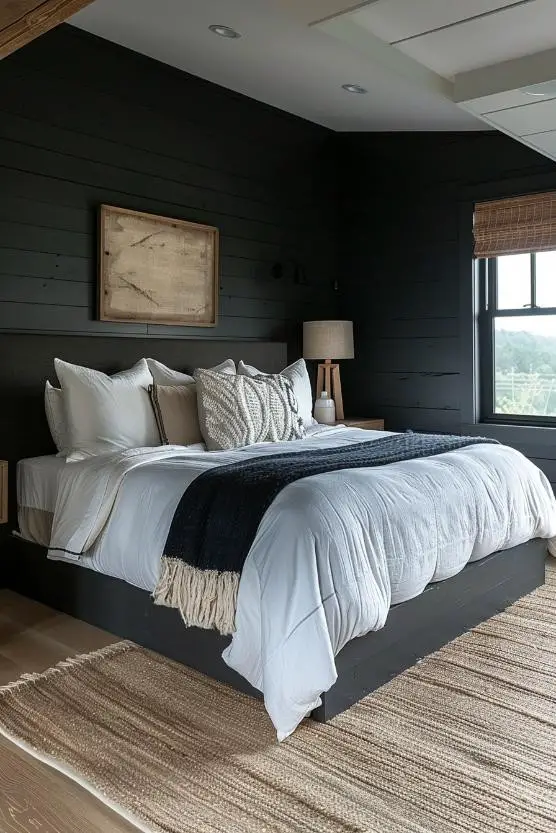 Graphite Shiplap in a Minimalist Bedroom