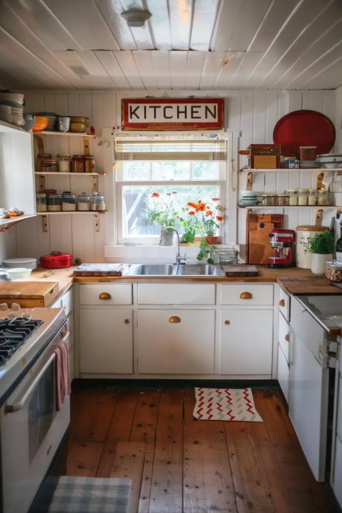 Red Kitchen Essentials in a Retro Kitchen