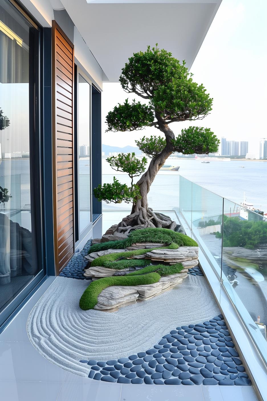 Zen Garden With Bonsai and Pebbles
