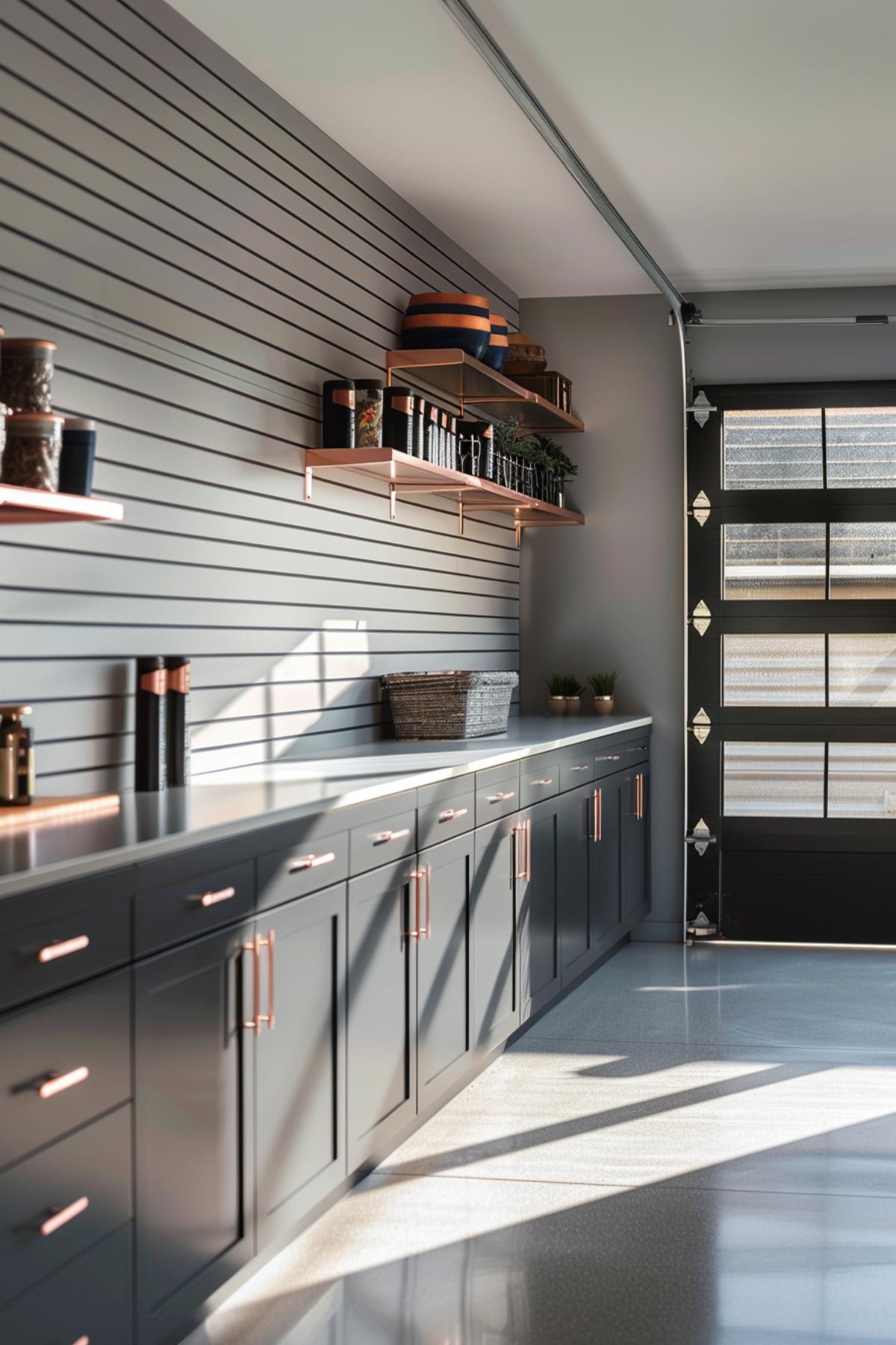 Soft Gray Cabinets and Rose Gold Hardware