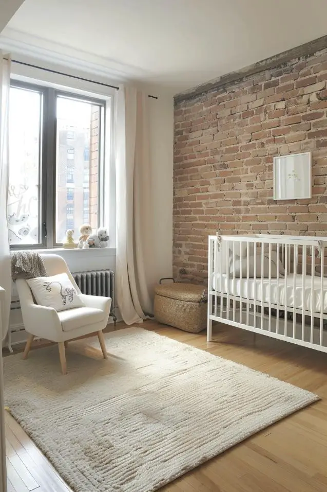 Brick Accent Wall in a Nursery
