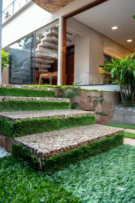 Pebble Stairs With Grass