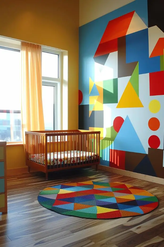 Geometric Shapes and Bold Colors in a Nursery