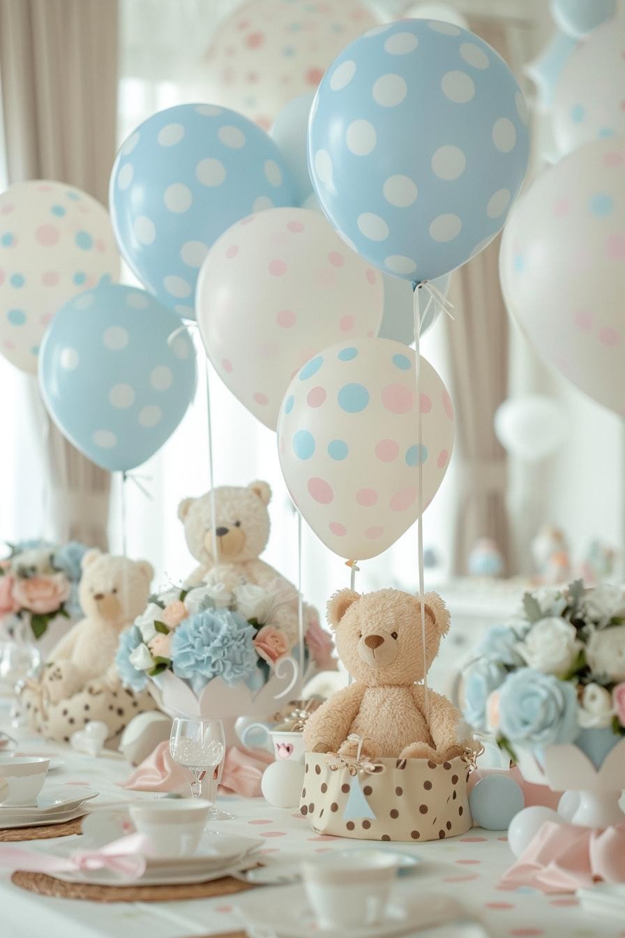 Teddy Bear and Polka Dot Balloons Display