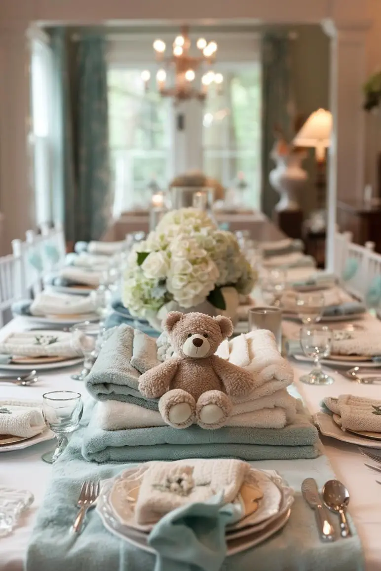Teddy Bears and Baby Towels and Blankets