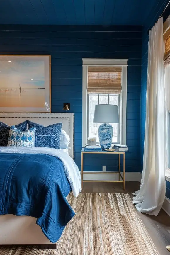 Deep Sea Blue Shiplap in a Nautical-Themed Bedroom