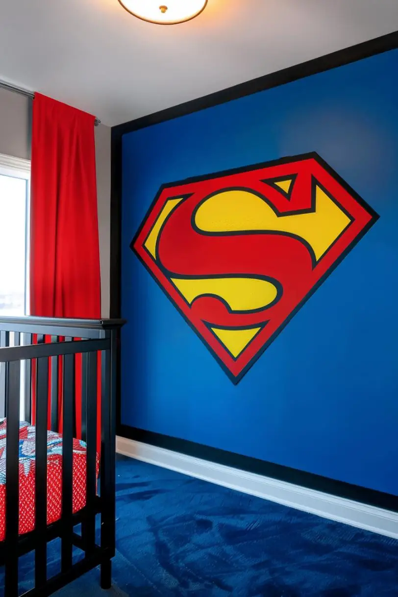 Superman Wall in a Nursery