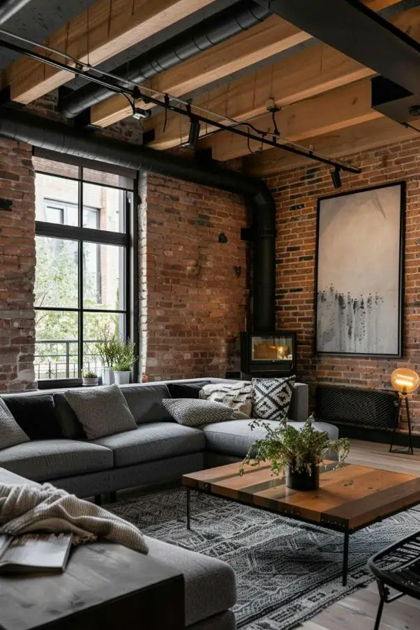 Urban Industrial Chic With Exposed Brick Walls and Metal Accents