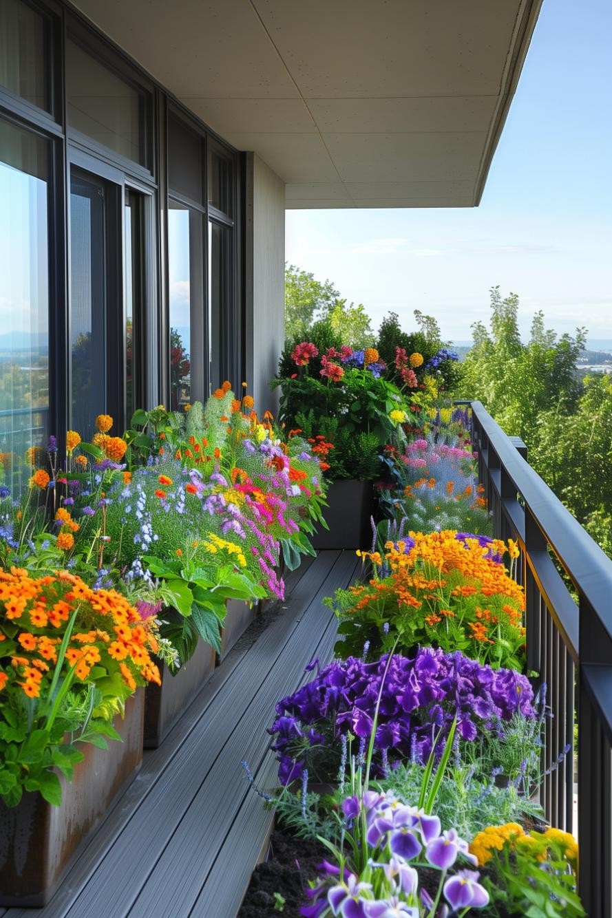 Colorful Perennial Borders in Planter Boxes