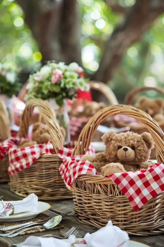 Rustic Teddy Bear Picnic Baskets