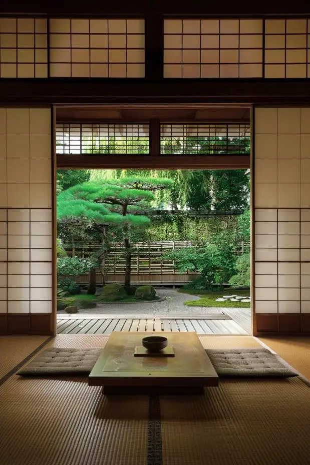 Japanese Zen Retreat With Tatami Mats and Shoji Screens